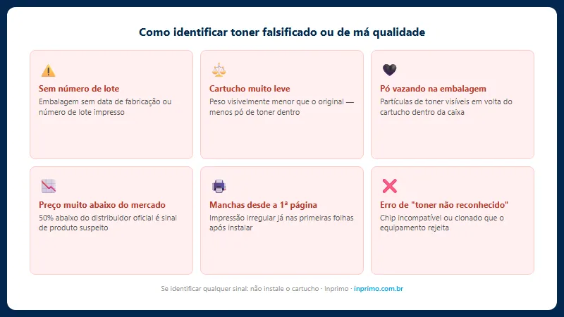 Como identificar toner falsificado ou de má qualidade