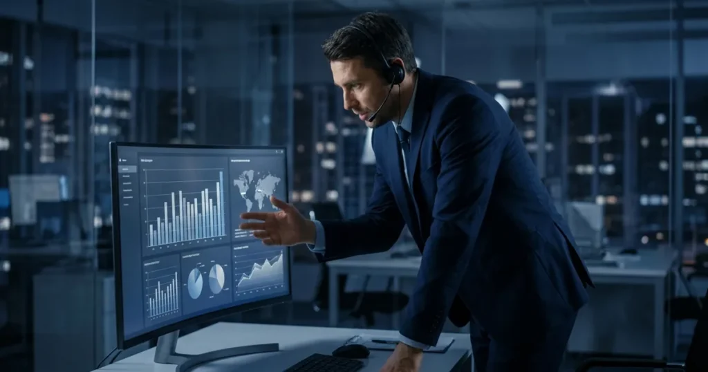 Gestor analisando relatorio de custo de impressao da empresa em Campinas